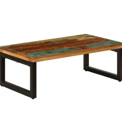 Tables-vidaXL Table basse 100x50x35 cm Bois de récupération solide et acier