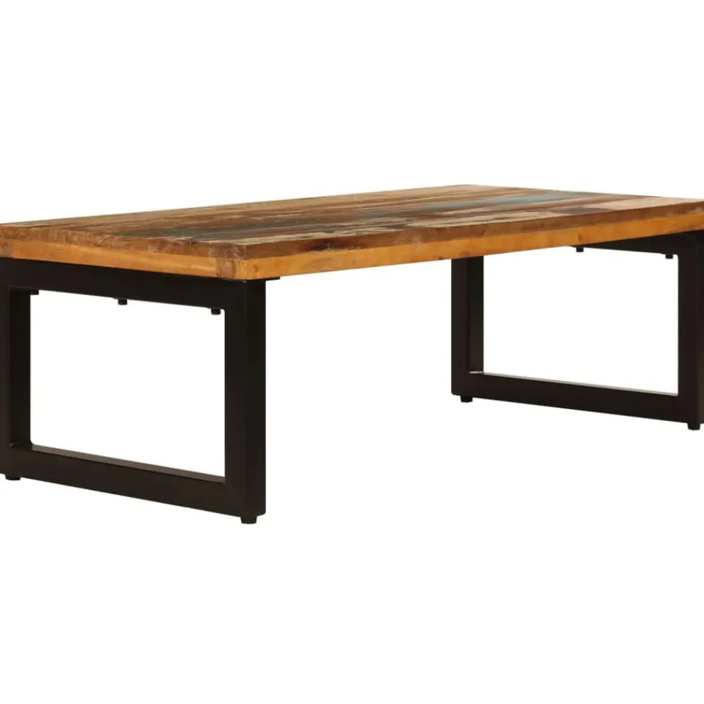 Tables-vidaXL Table basse 100x50x35 cm Bois de récupération solide et acier