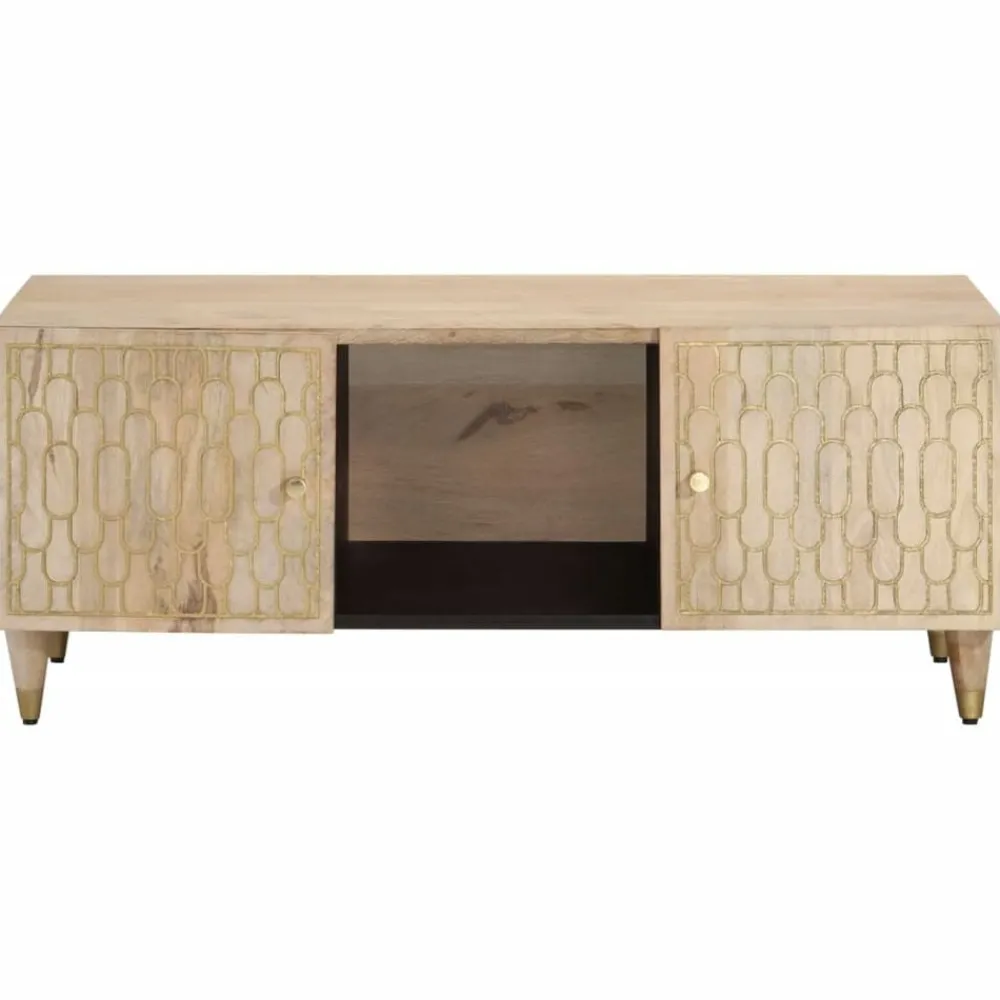 Tables-vidaXL Table basse 100x54x40 cm bois de manguier massif Marron
