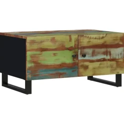 Tables-vidaXL Table basse 80x50x40 cm Bois de récupération et d'ingénierie Multicolore