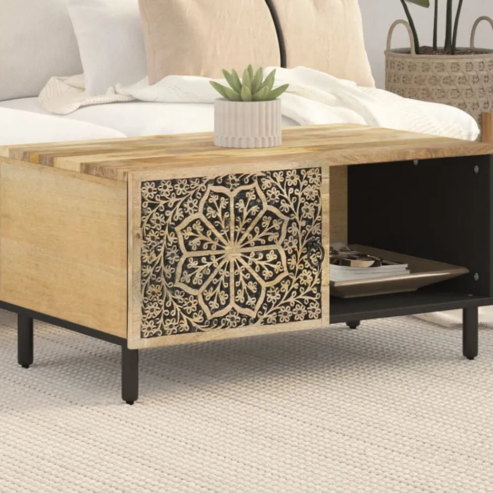 vidaXL Table basse 80x50x40 cm bois de manguier massif