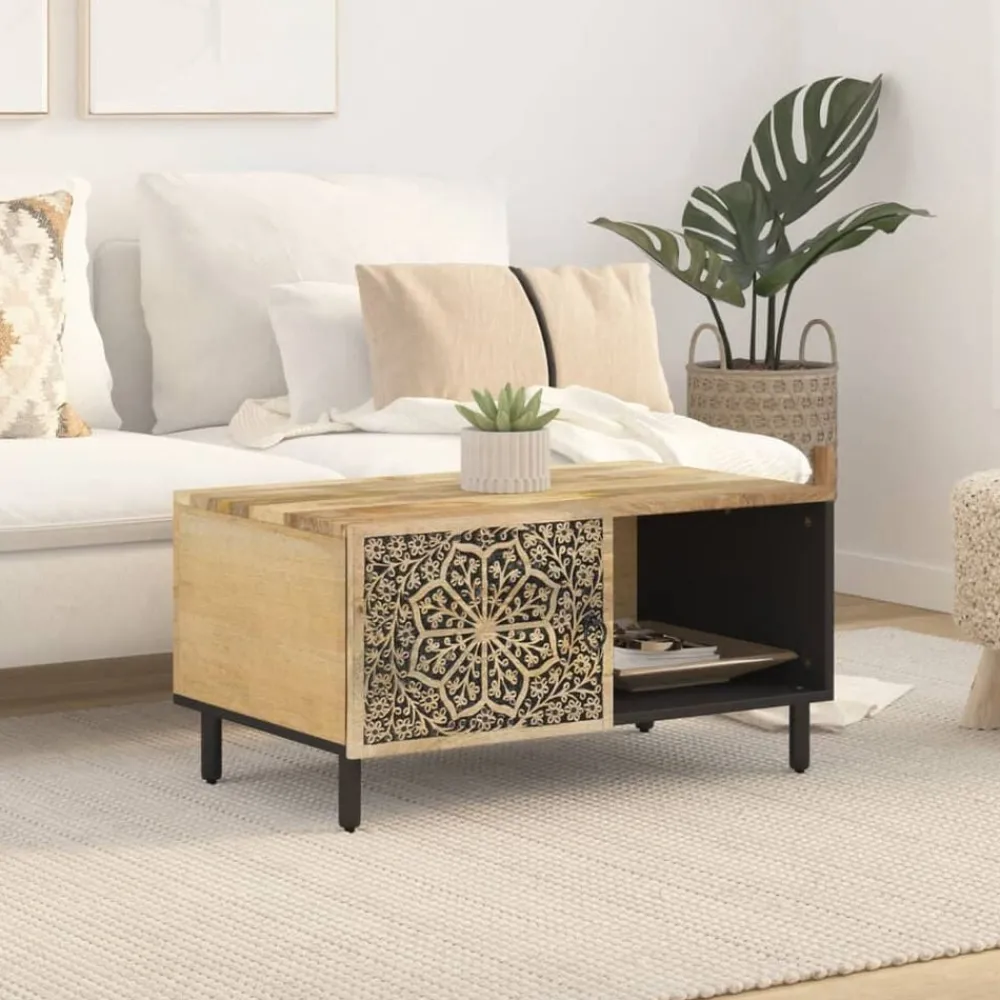 vidaXL Table basse 80x50x40 cm bois de manguier massif