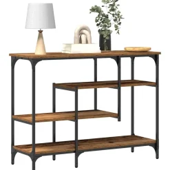Tables-vidaXL Table Console avec étagère 100 x 35 x 75 cm Bois ancien
