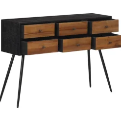 vidaXL Table console avec tiroirs 116x30x76 cm teck massif récupéré