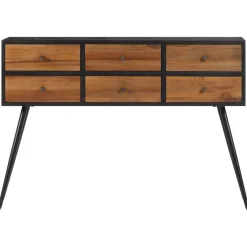 vidaXL Table console avec tiroirs 116x30x76 cm teck massif récupéré