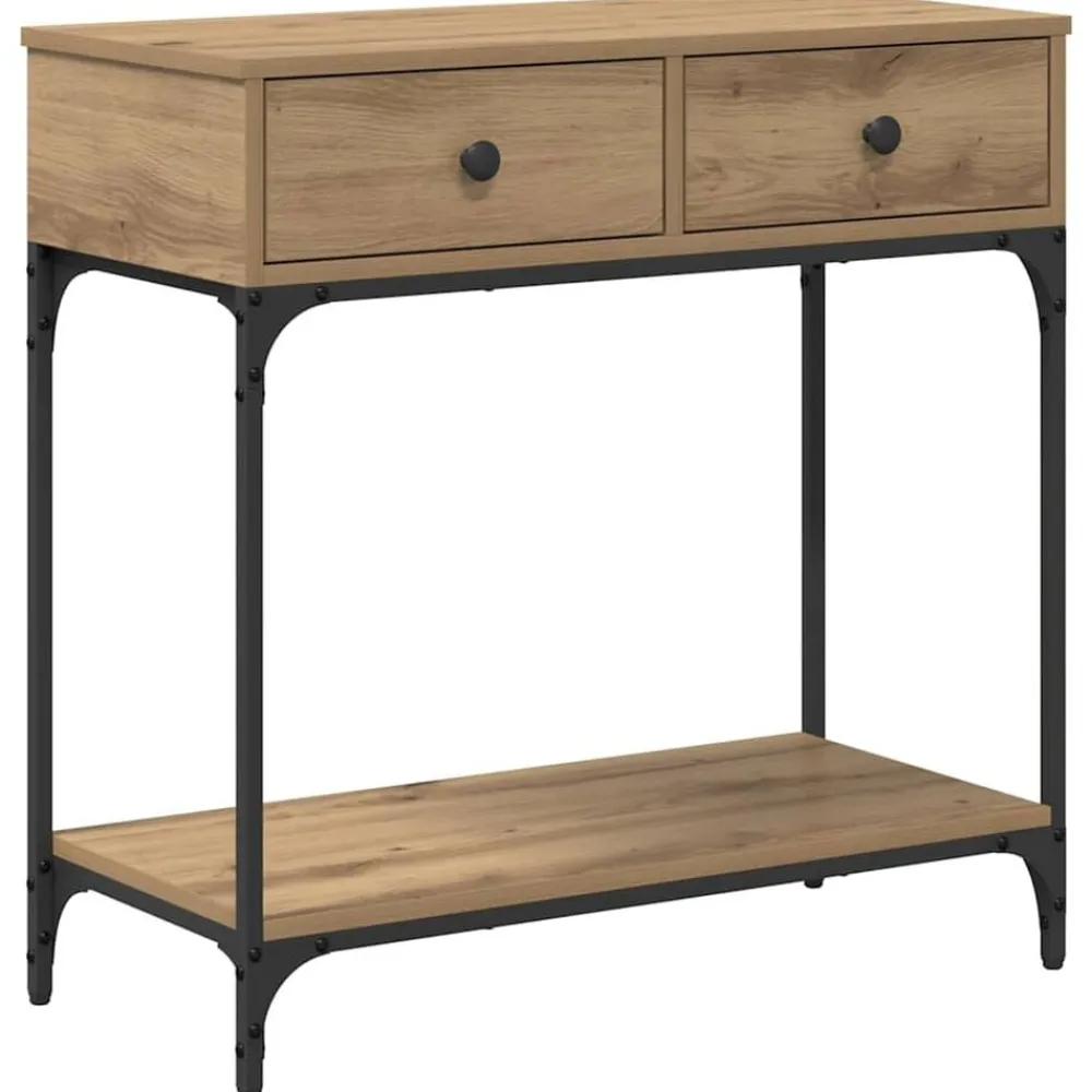 vidaXL Table console avec tiroir chêne artisanal 75 x 34,5 x 75 cm