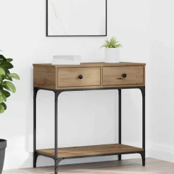 vidaXL Table console avec tiroir chêne artisanal 75 x 34,5 x 75 cm