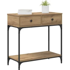 vidaXL Table console avec tiroir chêne artisanal 75 x 34,5 x 75 cm