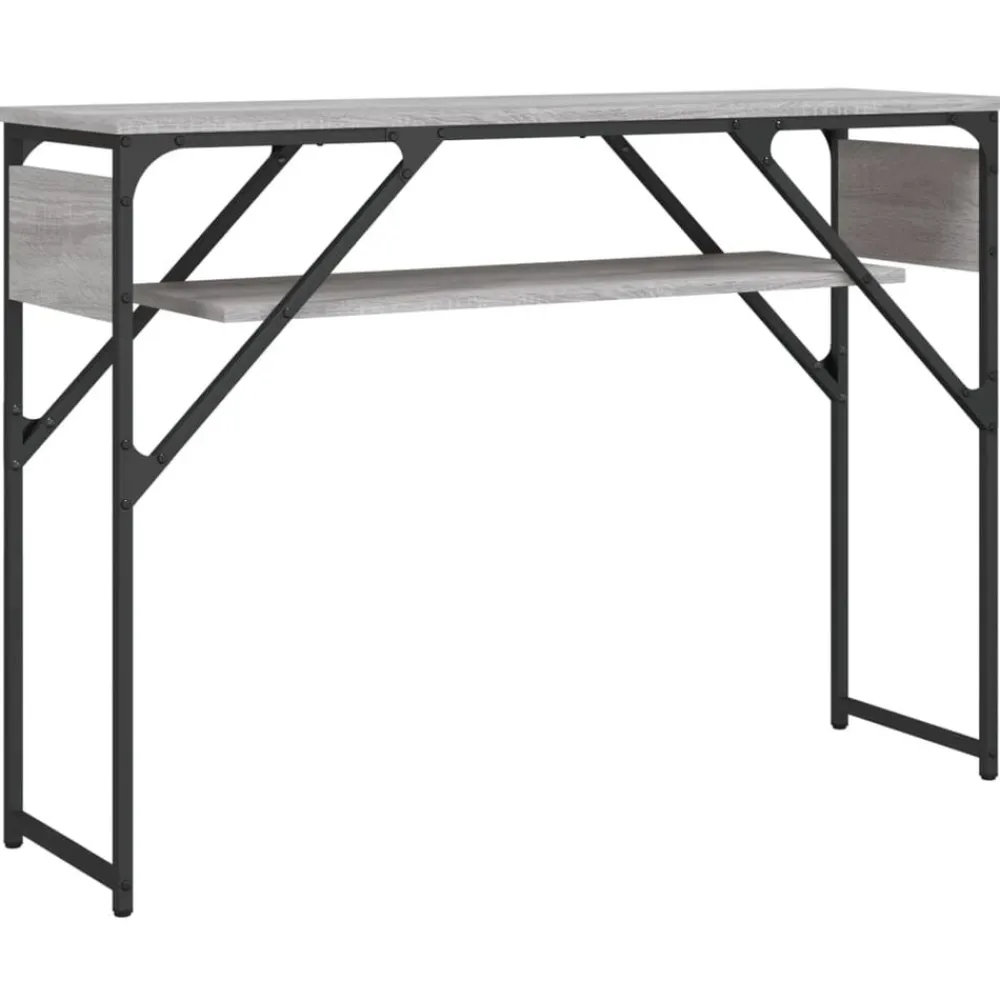 Tables-vidaXL Table console avec étagère 105x30x75 cm Sonoma gris