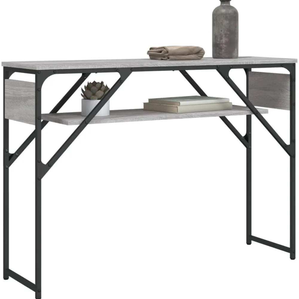 Tables-vidaXL Table console avec étagère 105x30x75 cm Sonoma gris