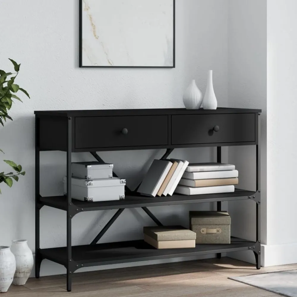 vidaXL Table console avec tiroirs et étagères bois d'ingénierie