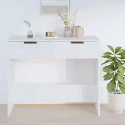 Tables-vidaXL Table console 90x36x75 cm Bois d'ingénierie Blanc