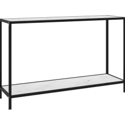 Tables-vidaXL Table console Blanc 120x35x75 cm Verre trempé
