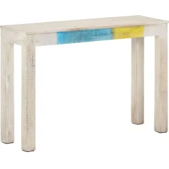 vidaXL Table console Blanc 115x35x77 cm Bois de manguier brut