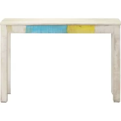 vidaXL Table console Blanc 115x35x77 cm Bois de manguier brut