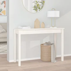 Tables-vidaXL Table console 110x40x75 cm Bois massif de pin Blanc