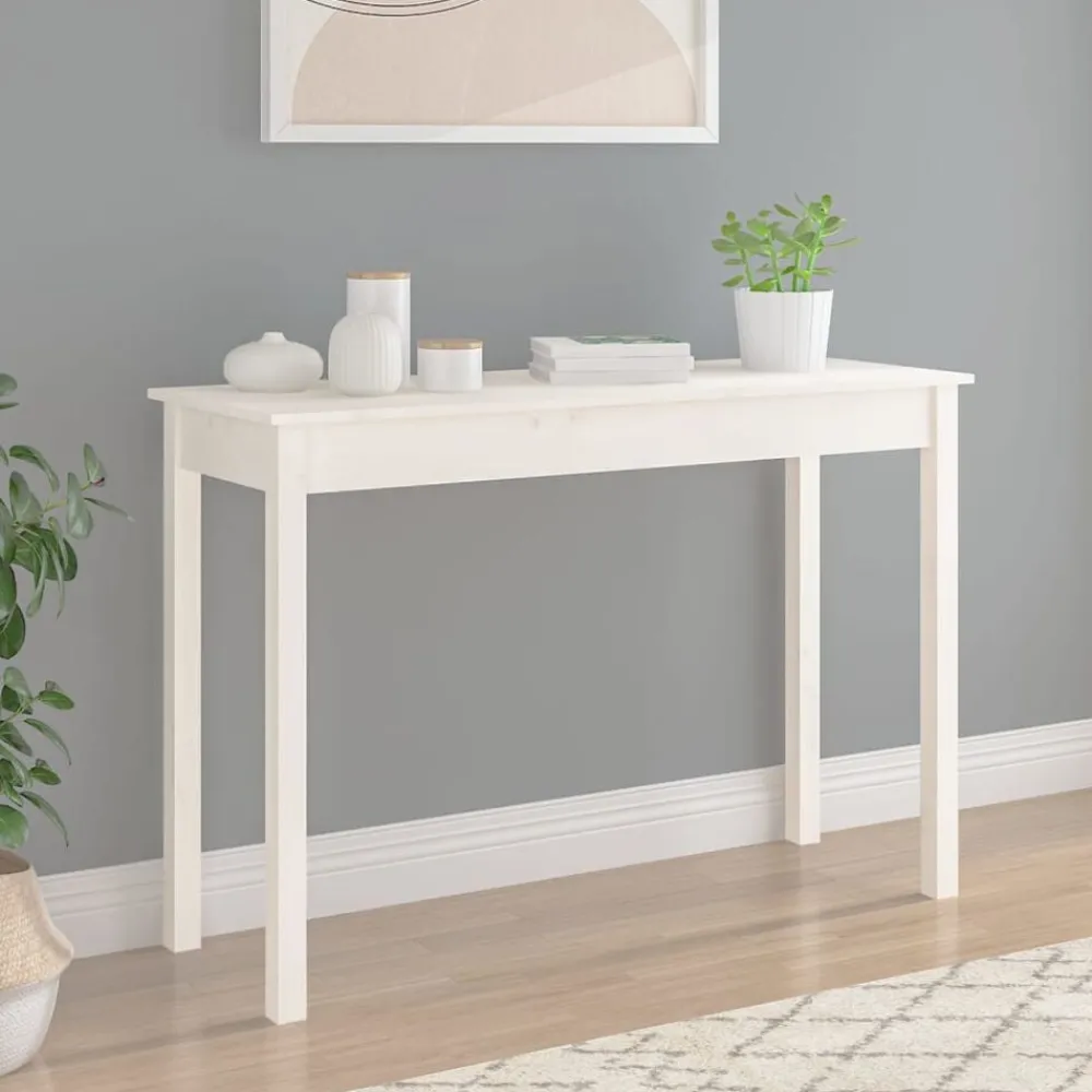 Tables-vidaXL Table console 110x40x75 cm Bois massif de pin Blanc