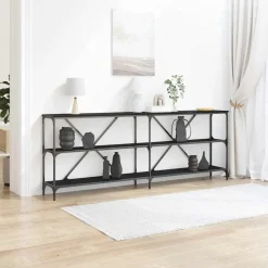 Tables-vidaXL Table console Chêne noir 200 x 30 x 75 cm Bois d'ingénierie Ch&ecirc;ne noir