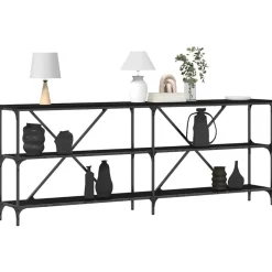 Tables-vidaXL Table console Chêne noir 200 x 30 x 75 cm Bois d'ingénierie Ch&ecirc;ne noir