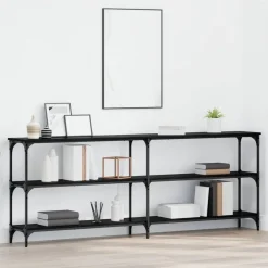 Tables-vidaXL Table console Chêne noir 200 x 29 x 75 cm Ch&ecirc;ne noir