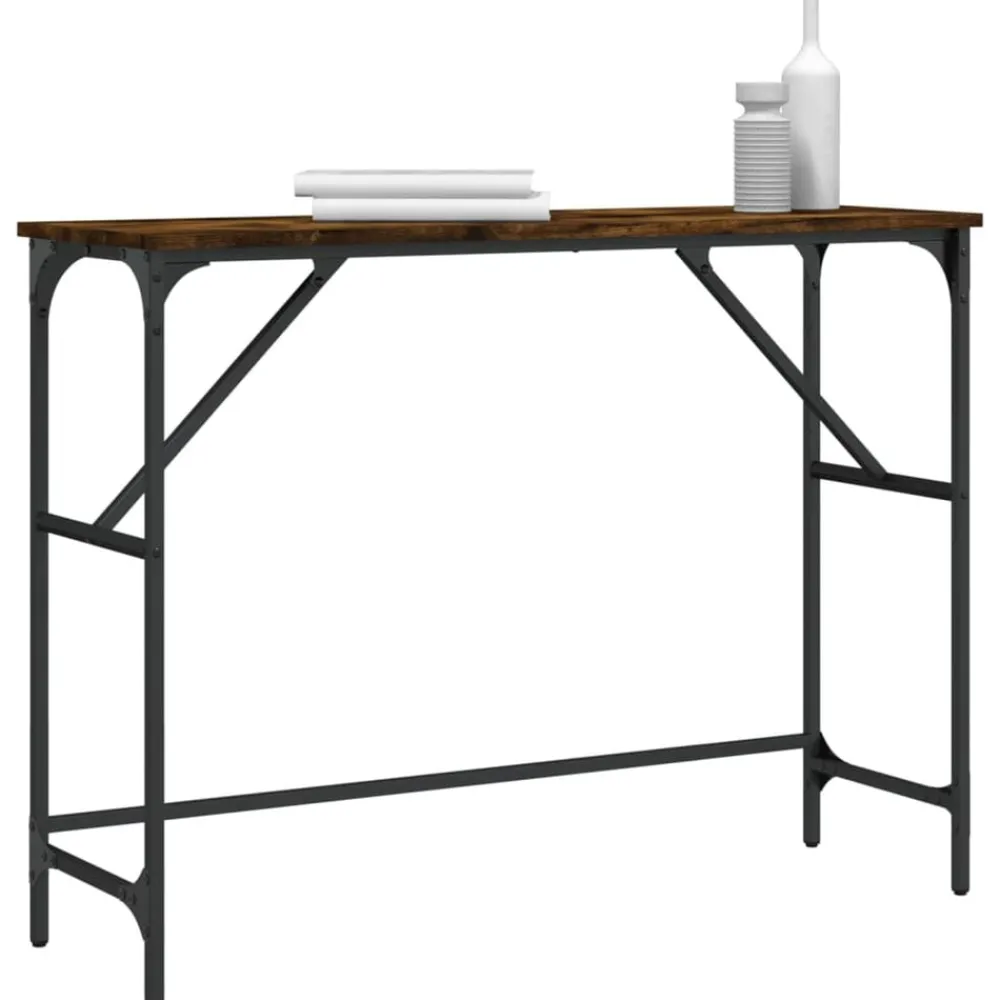 Tables-vidaXL Table console chêne fumé 100x32x75 cm bois d'ingénierie Chêne fumé