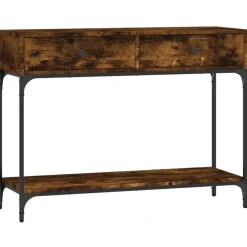 Tables-vidaXL Table console chêne fumé 100x34,5x75 cm bois d'ingénierie Chêne fumé