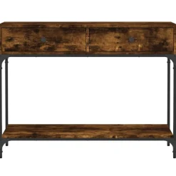 Tables-vidaXL Table console chêne fumé 100x34,5x75 cm bois d'ingénierie Ch&ecirc;ne fumé