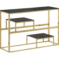 vidaXL Table console doré acier inoxydable et verre trempé