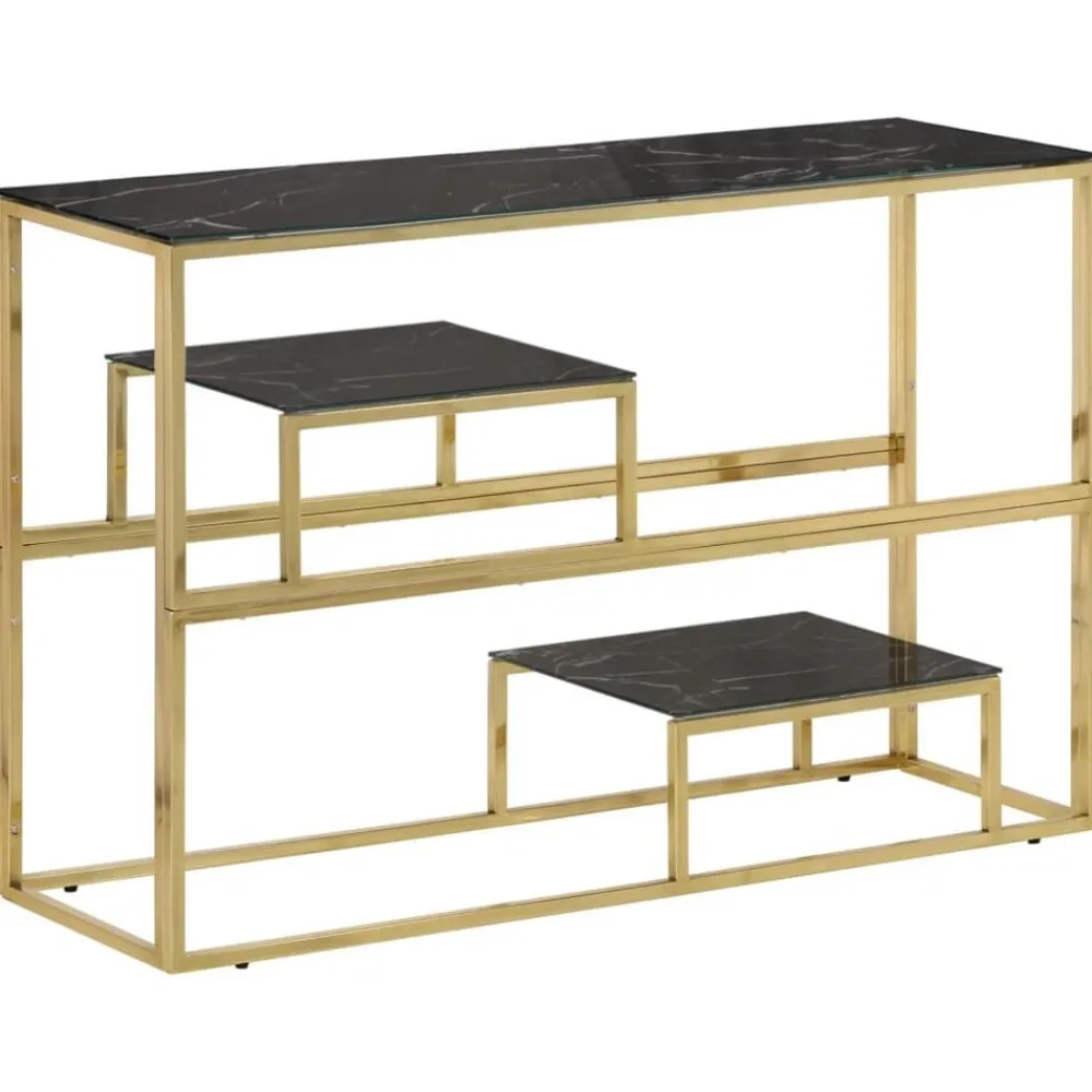 vidaXL Table console doré acier inoxydable et verre trempé