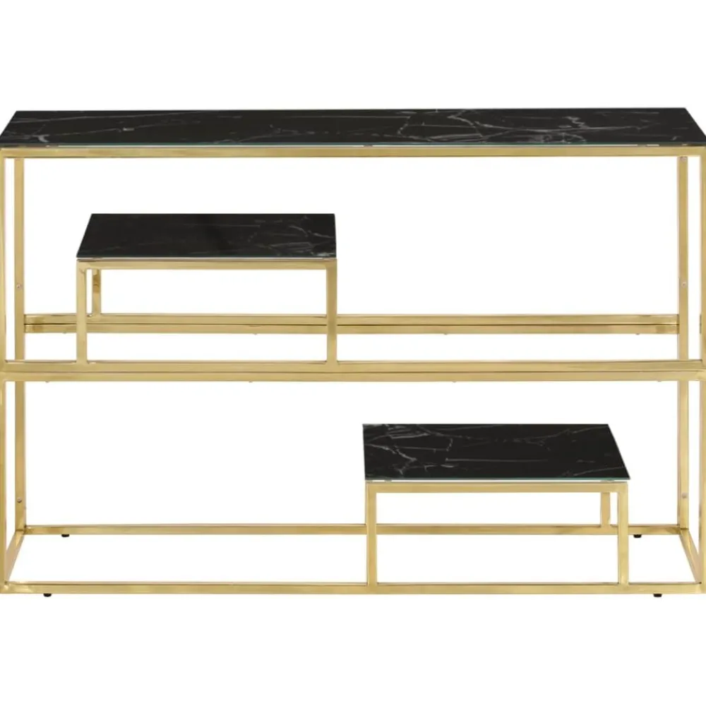vidaXL Table console doré acier inoxydable et verre trempé