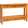 Tables-vidaXL Table console Naturel 115 x 32 x 76 cm Bois de Mahogany Massif