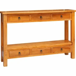 Tables-vidaXL Table console Naturel 115 x 32 x 76 cm Bois de Mahogany Massif