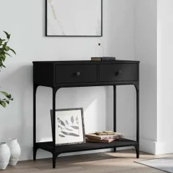 Tables-vidaXL Table console 75x34,5x75 cm bois d'ingénierie Noir