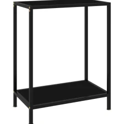 Tables-vidaXL Table console Noir 60x35x75 cm Verre trempé
