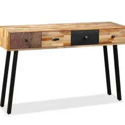 Tables-vidaXL Table console Teck massif de récupération 120 x 30 x 76 cm