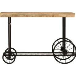 Tables-vidaXL Table console 112x36x76 cm bois massif de manguier et fer