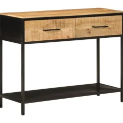 vidaXL Table console 100x35x76 cm bois massif de manguier et fer