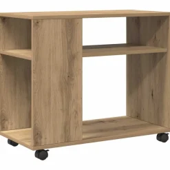 Tables-vidaXL Table d'appoint avec roues chêne artisanal bois d'ingénierie Ch&ecirc;ne