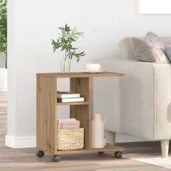 Tables-vidaXL Table d'appoint avec étagère chêne artisanal 50 x 30 x 55 cm ch&ecirc;ne artisanal