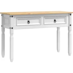 Tables-vidaXL Table d'appoint Corona Blanc 115 x 46 x 73 cm Pin massif