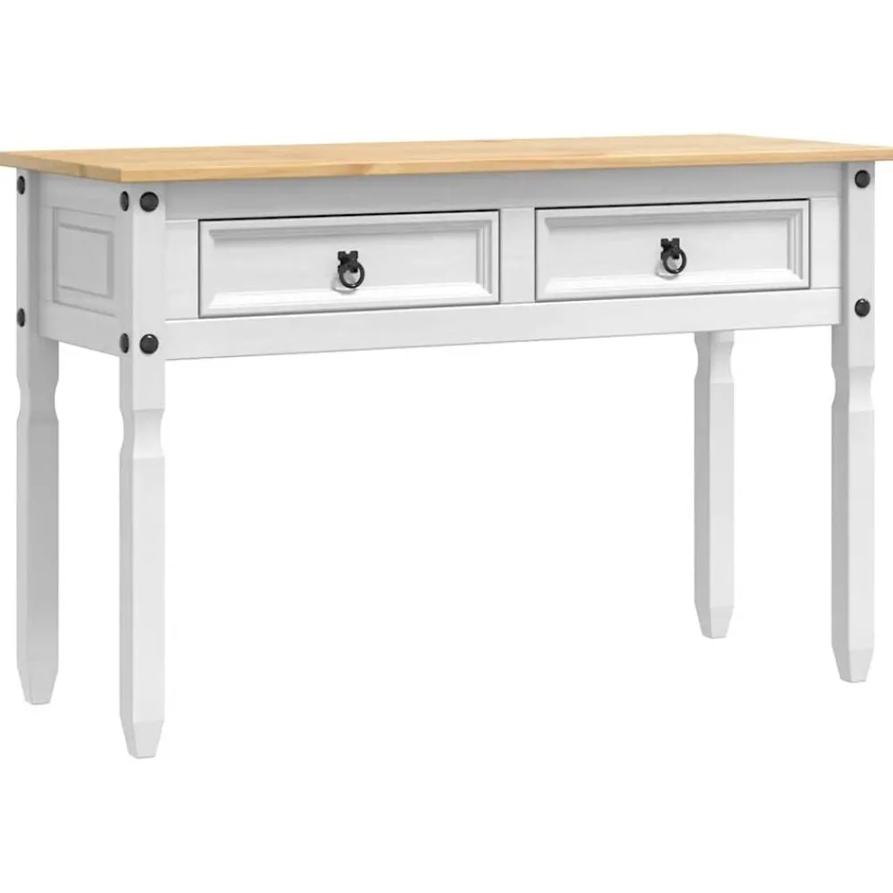 Tables-vidaXL Table d'appoint Corona Blanc 115 x 46 x 73 cm Pin massif