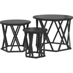 Tables-vidaXL Table d'appoint empilable 3 pcs Chêne noir Ch&ecirc;ne noir