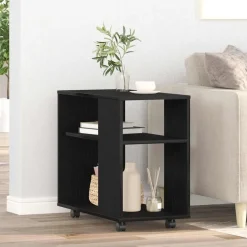 Tables-vidaXL Table d'appoint en chêne noir 70 x 35 x 60 cm Bois d'ingénierie Ch&ecirc;ne noir