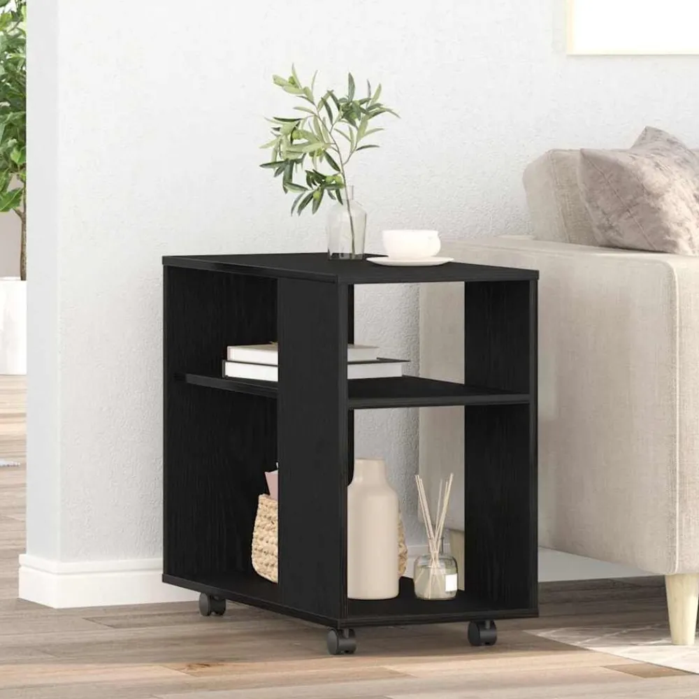 Tables-vidaXL Table d'appoint en chêne noir 70 x 35 x 60 cm Bois d'ingénierie Chêne noir