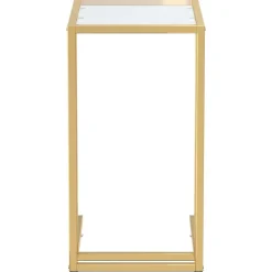 Tables-vidaXL Table d'appoint ordinateur Transparent 50x35x65 cm Verre trempé Doré et transparent