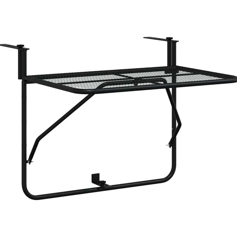 Mobilier De Jardin-vidaXL Table de balcon 60x40 cm Acier Noir