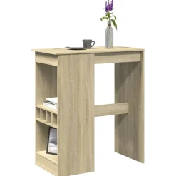 Tables-vidaXL Table de bar avec étagères chêne sonoma bois d'ingénierie Ch&ecirc;ne sonoma