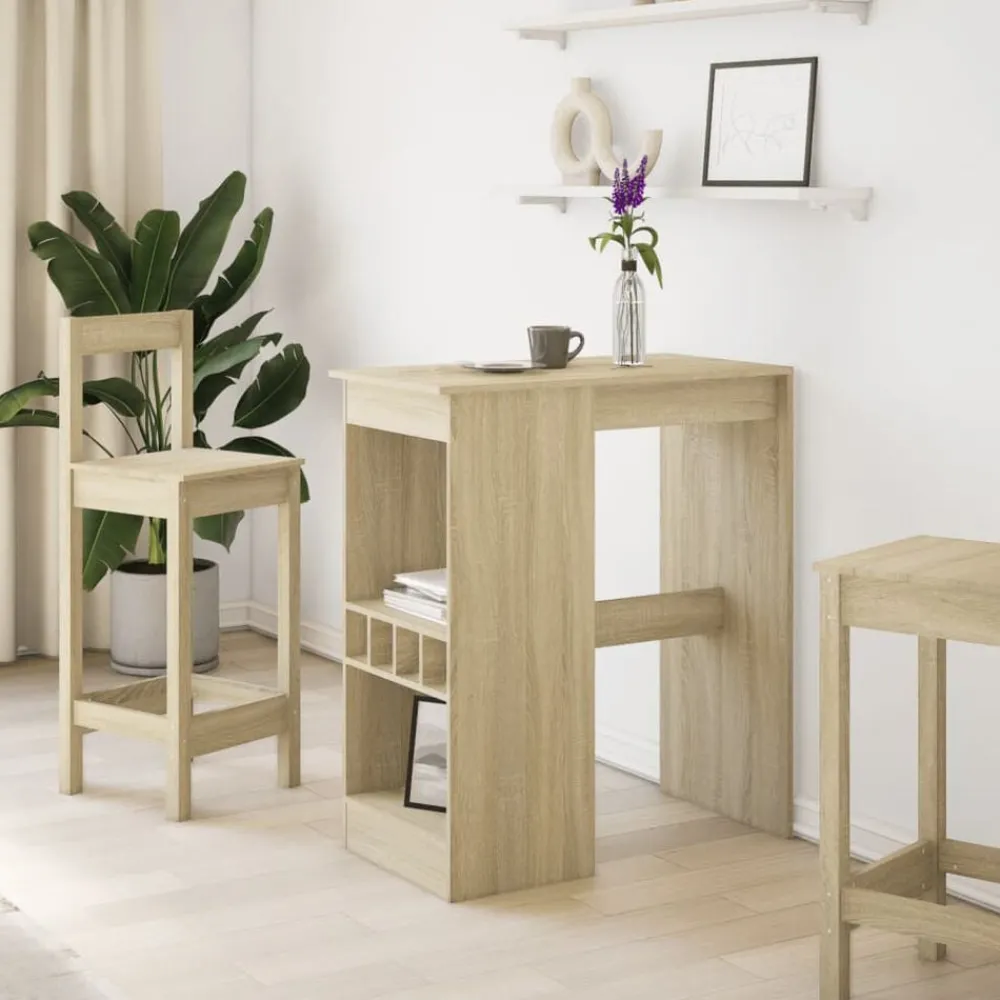 Tables-vidaXL Table de bar avec étagères chêne sonoma bois d'ingénierie Chêne sonoma