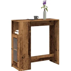 vidaXL Table de bar avec étagères bois d'ingénierie