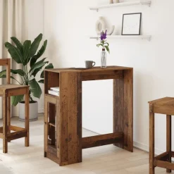vidaXL Table de bar avec étagères bois d'ingénierie